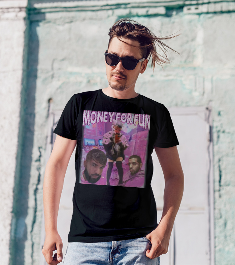 Money For Fun Funnyahhtees Pink Room Selfie Collage T-Shirt