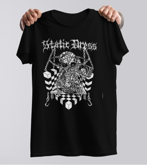 Kerrang X Static Dress Skull Chains Optical Illusion T-Shirt