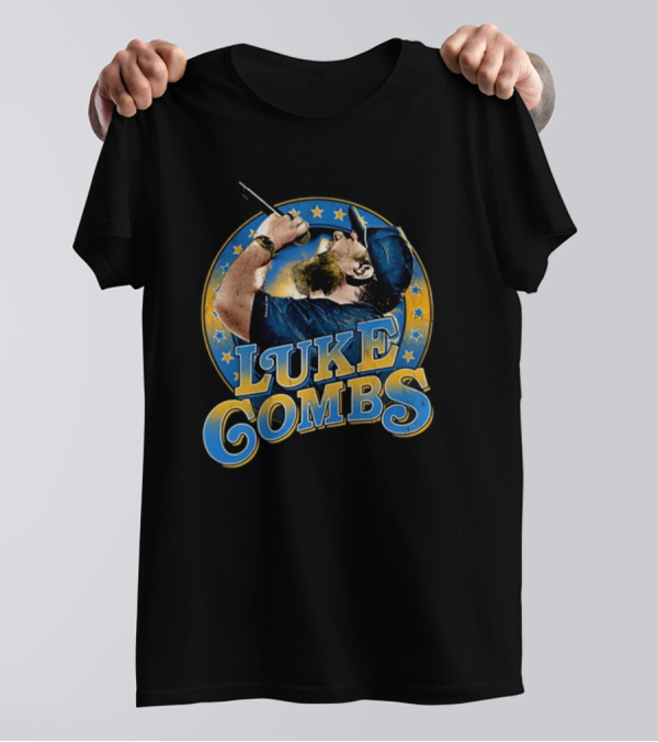 Luke Combs Beer Never Broke My Heart Music Star Performance Blue Cap Microphone T-Shirt