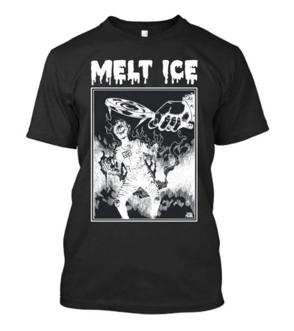 Punkwithacamera Melt Ice Hand Holding Record Over Flaming Figure T-Shirt