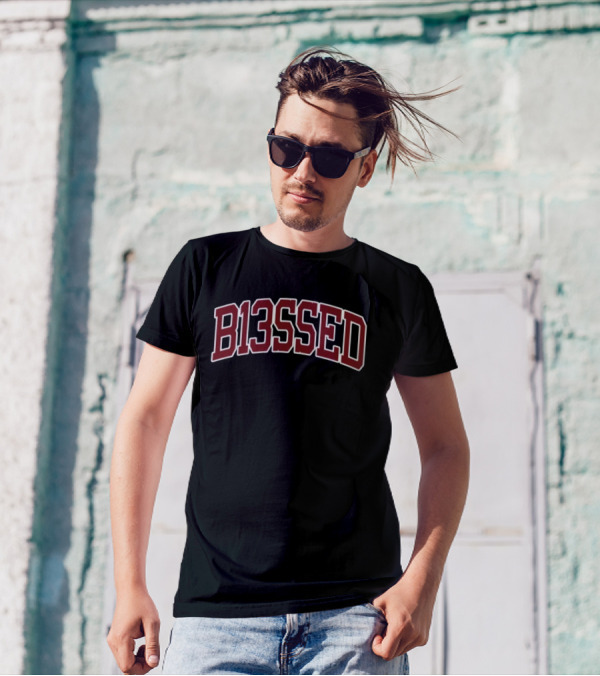 B13ssed Arch Style Bold Lettering T-Shirt