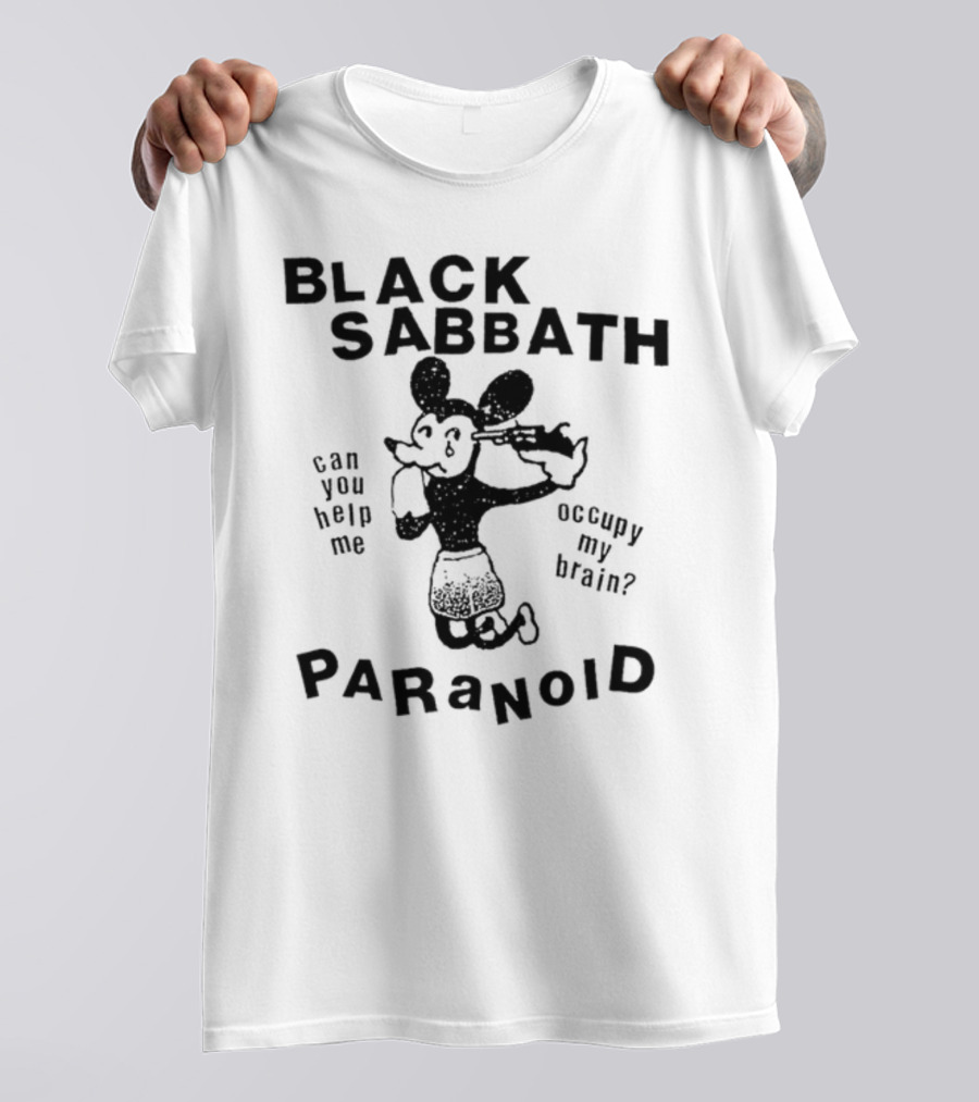 Black Sabbath Paranoid Can You Help Me Occupy My Brain Mickey Mouse T-Shirt