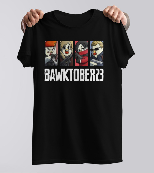 Bawktober 23 Chicken Characters With Weapons T-Shirt