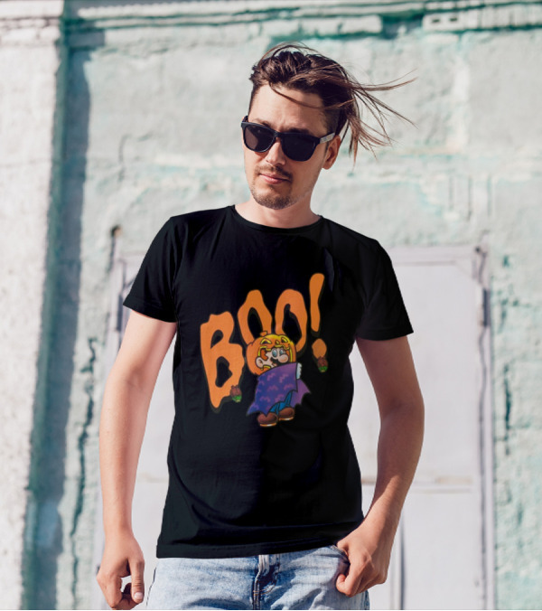 Nintendo NY Super Mario Boo Halloween Pumpkin Ghost Mario T-Shirt
