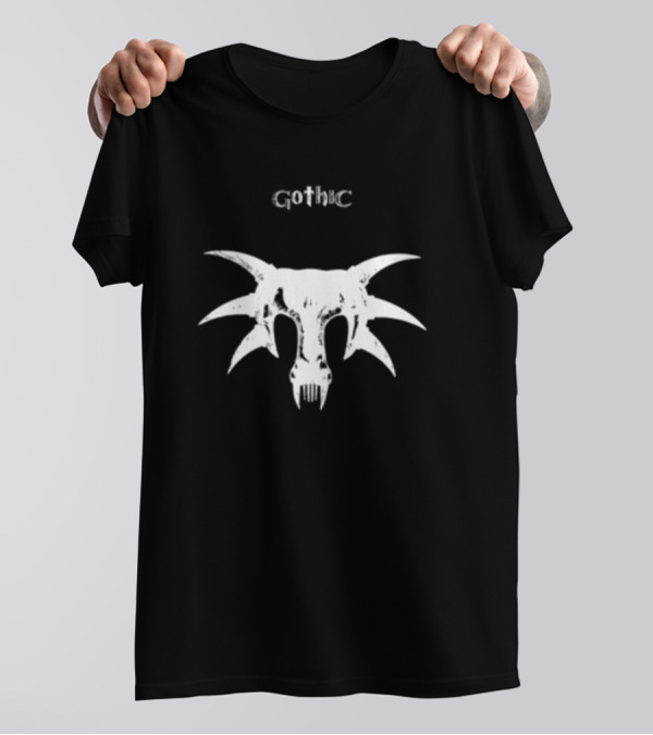Gothic Skull Tribal Horns Mask T-Shirt