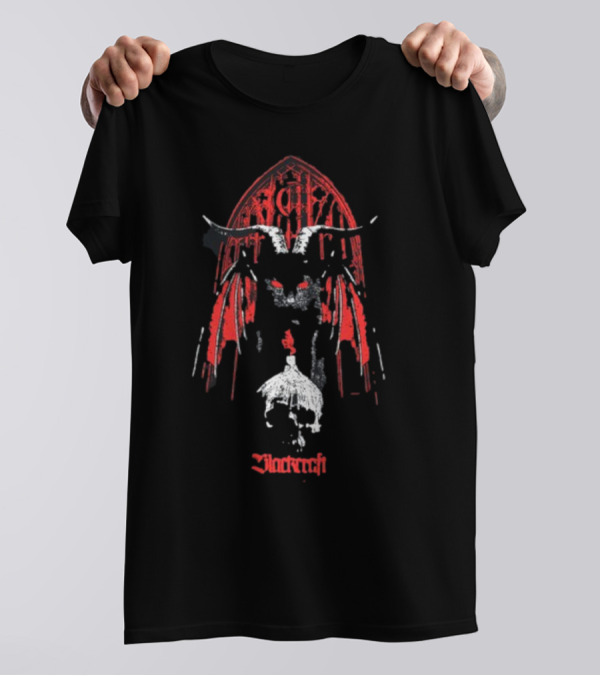Blackcraft Lilith Goat Skull Red Gothic Arch T-Shirt
