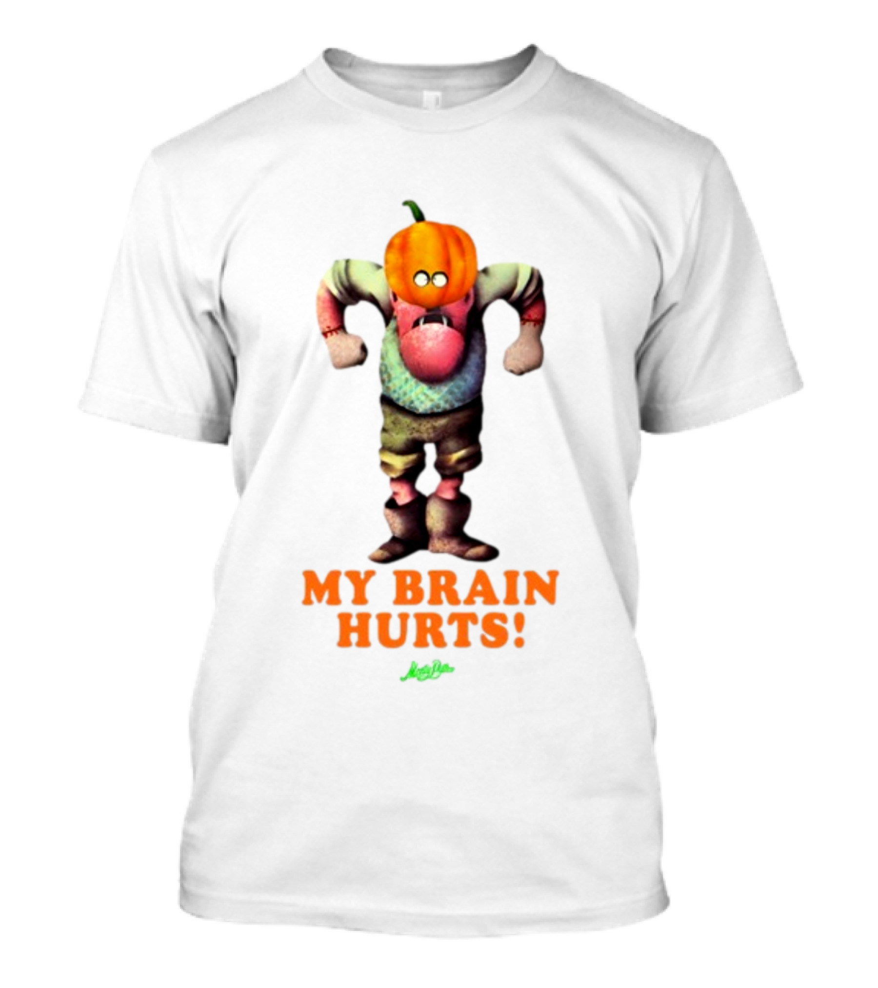 My Brain Hurts Halloween Pumpkin Head Character T-Shirt
