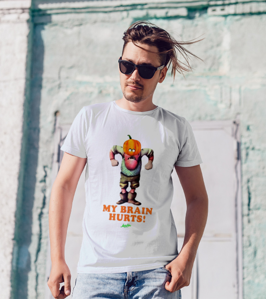 My Brain Hurts Halloween Pumpkin Head Character T-Shirt