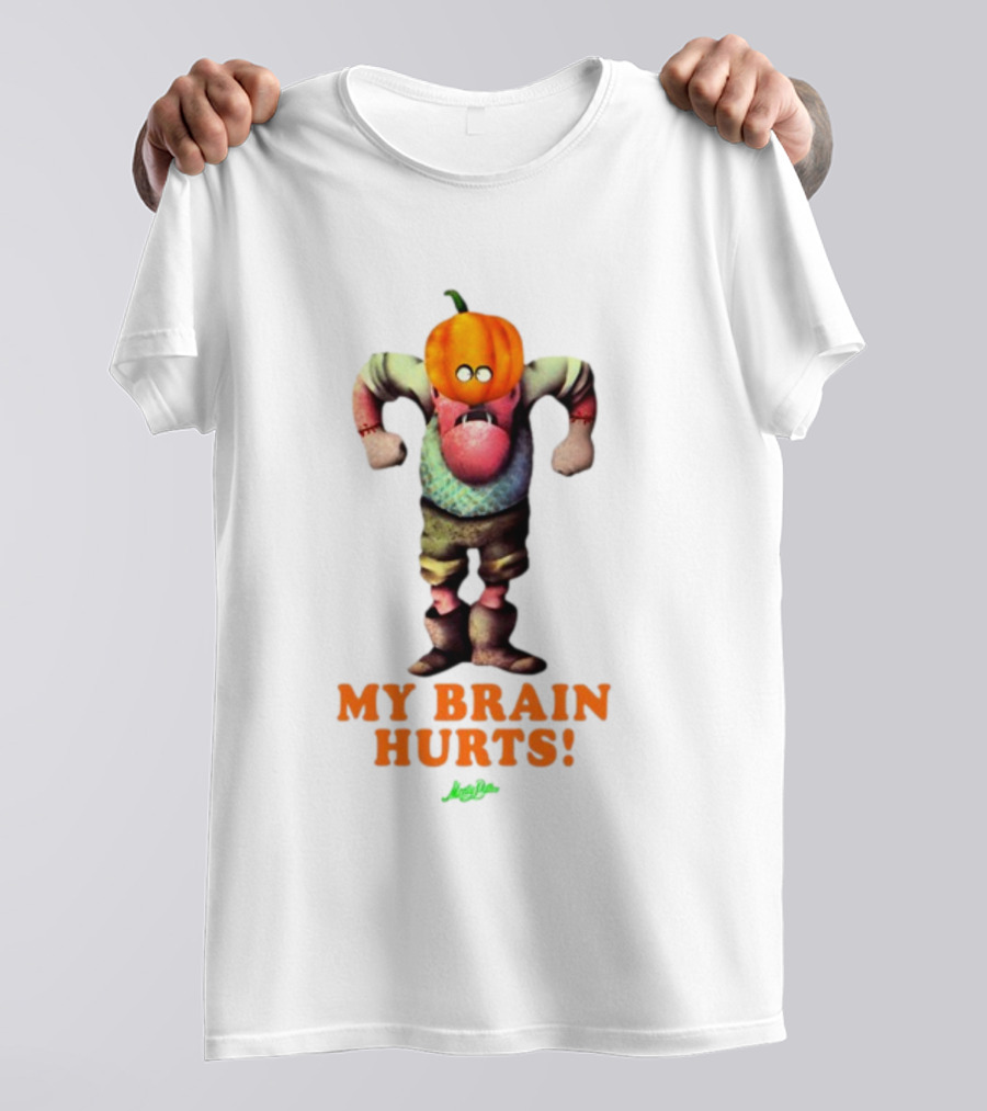 My Brain Hurts Halloween Pumpkin Head Character T-Shirt