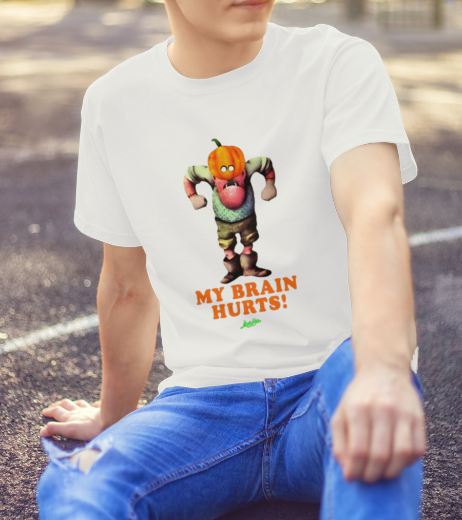 My Brain Hurts Halloween Pumpkin Head Character T-Shirt