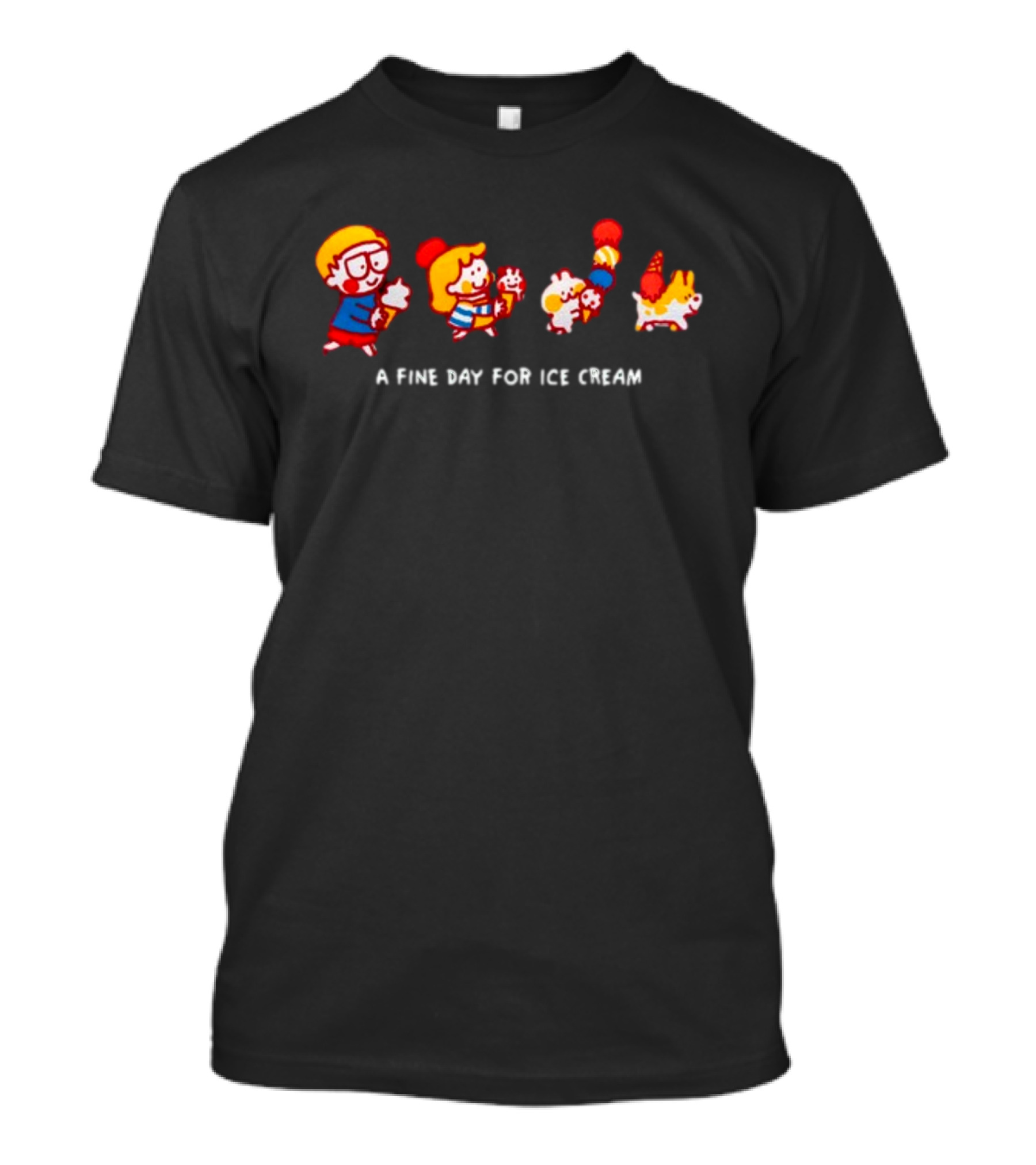 A Fine Day For Ice Cream With Colorful Characters And Dog T-Shirt