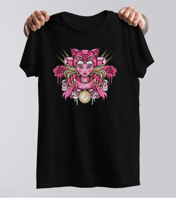 Florida Pink In The Rink Fight Panther Girl Roses Gold Hockey Puck T-Shirt