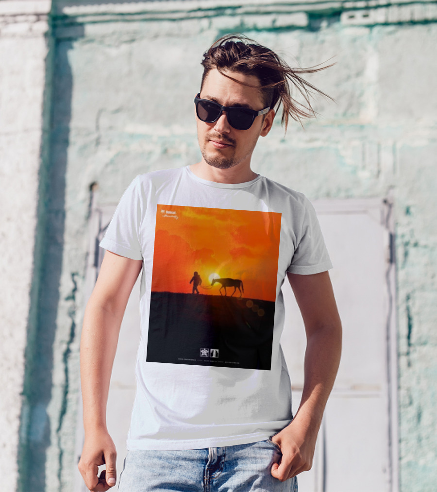 Houston Space City Cowboy With Horse At Sunrise T-Shirt