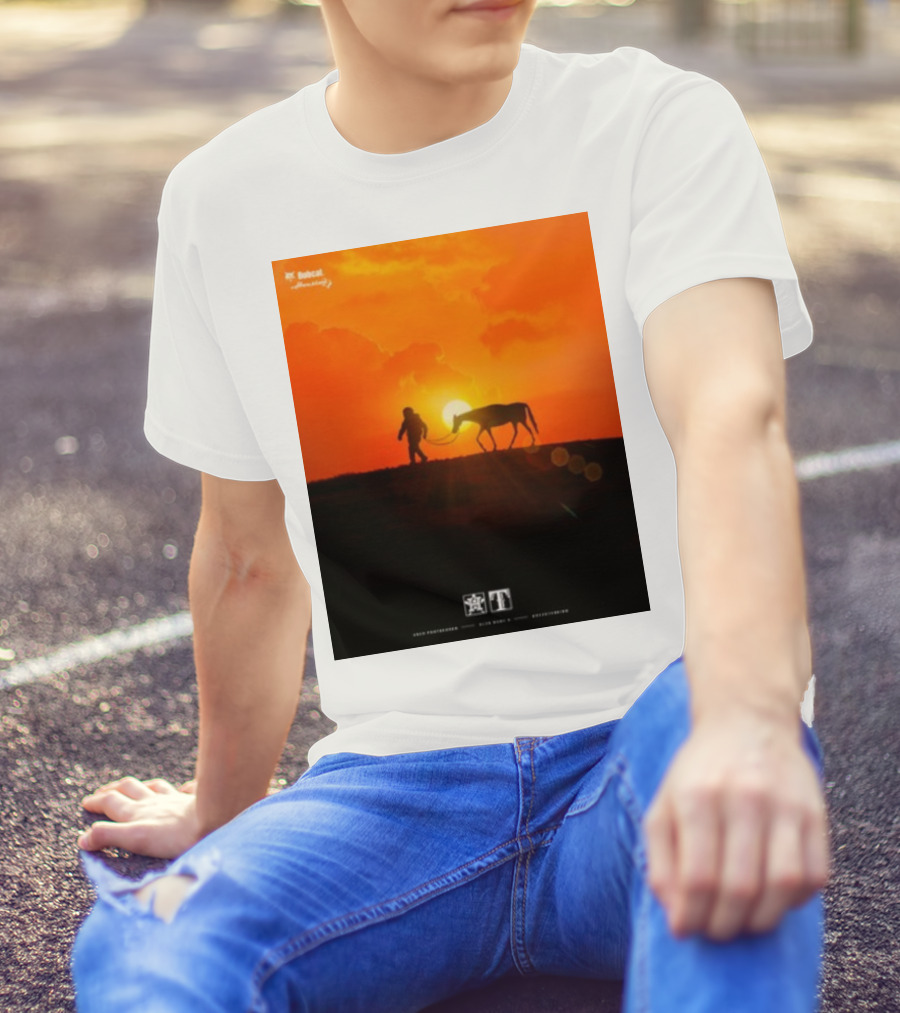 Houston Space City Cowboy With Horse At Sunrise T-Shirt