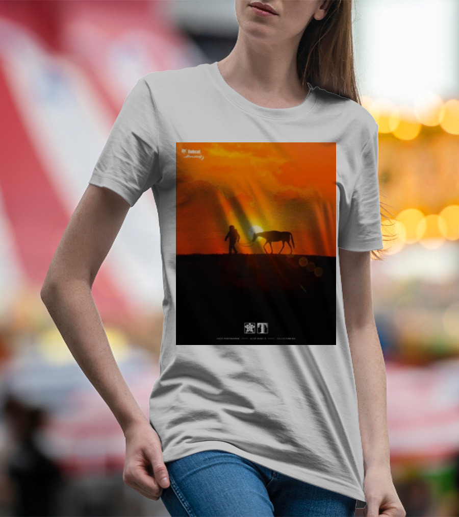 Houston Space City Cowboy With Horse At Sunrise T-Shirt