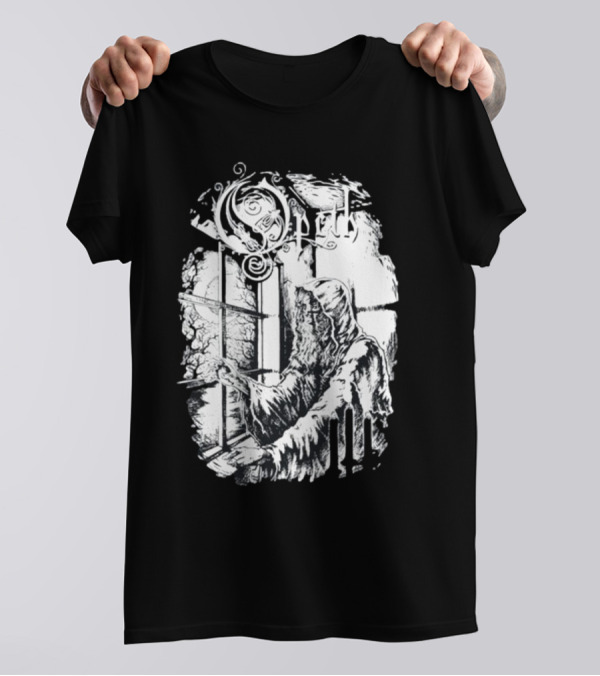 Opet Hooded Figure At Gothic Windowpane T-Shirt