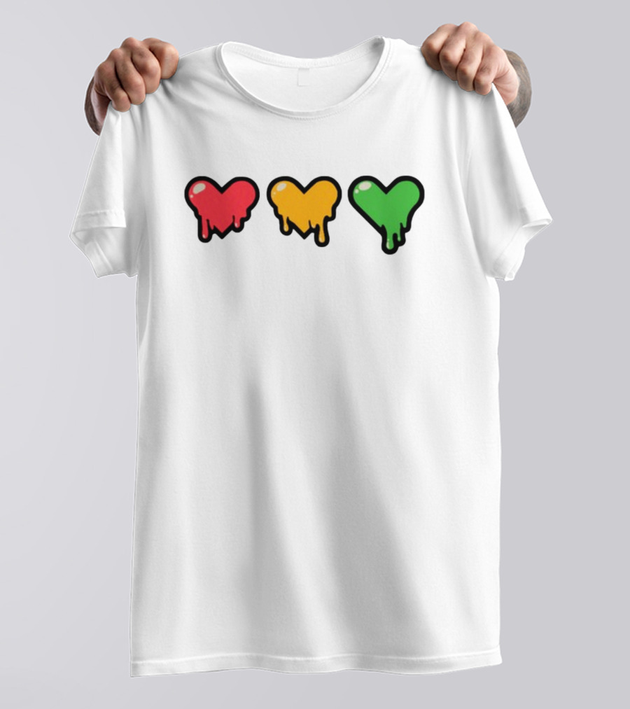 Top Lifeseries Heart Drip Red Yellow Green Hearts T-Shirt