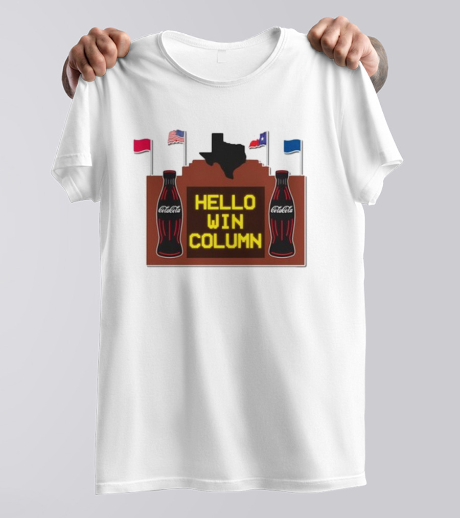 Coca-Cola Hello Win Column Texas Flags Retro T-Shirt