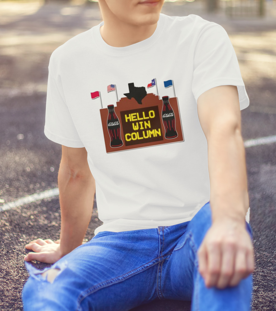 Coca-Cola Hello Win Column Texas Flags Retro T-Shirt
