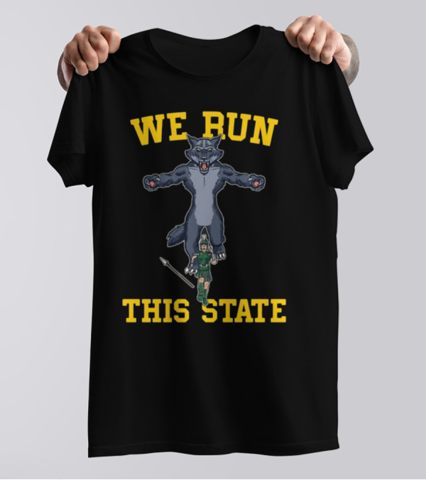 We Run This State Wolf And Spartan Warrior T-Shirt