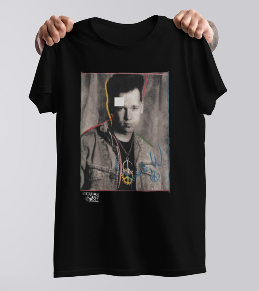 Nkotb Donnie Peace Sign Denim Jacket Vintage Style Photo T-Shirt