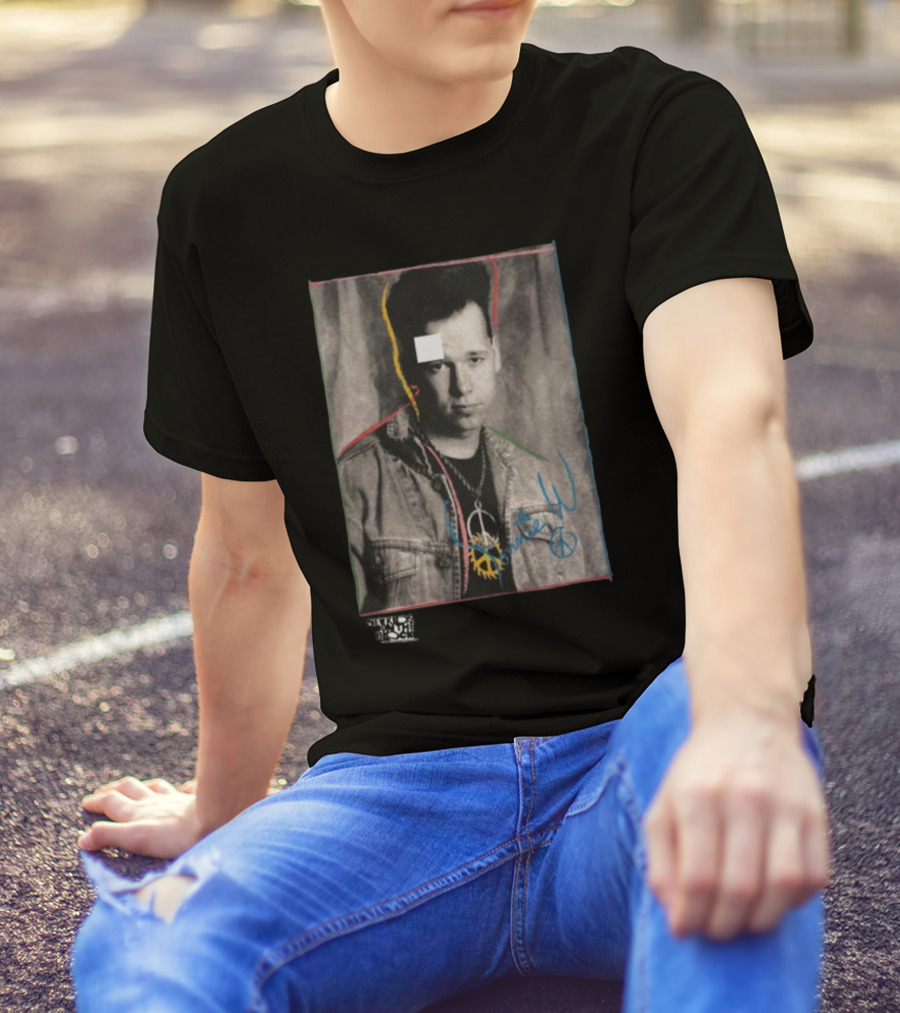 Nkotb Donnie Peace Sign Denim Jacket Vintage Style Photo T-Shirt