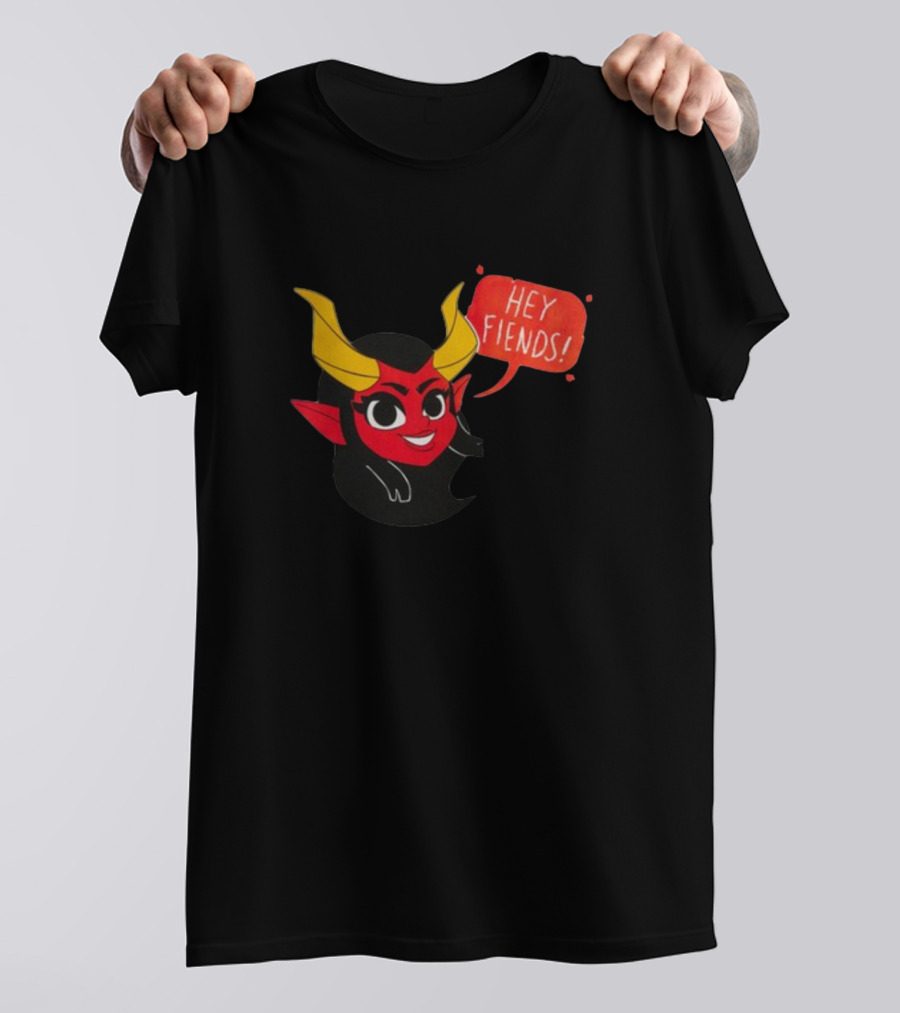 Hey Fiends Cute Demon Cartoon Character With Yellow Horns T-Shirt