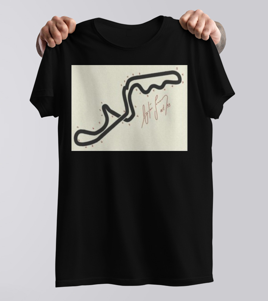 Ayrton Senna Hand-Drawn Suzuka GP 1993 Circuit Map Autograph T-Shirt