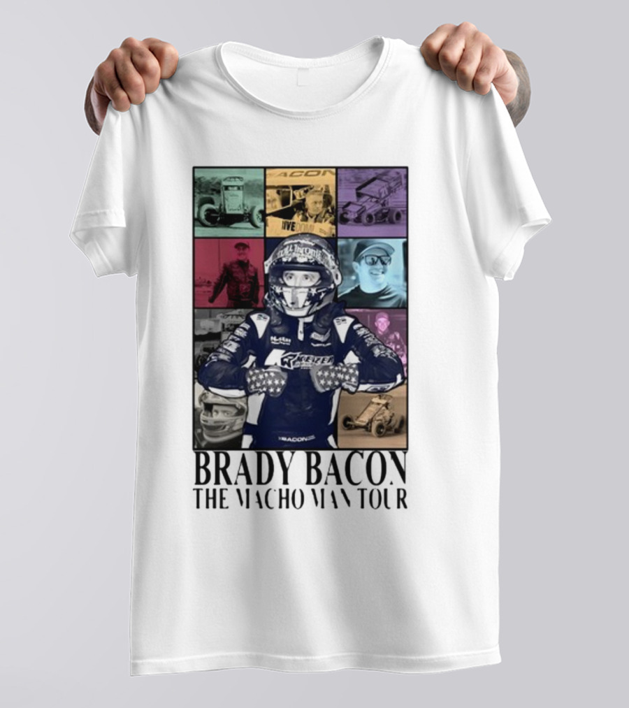 Brady Bacon Racing Iconography Collage The Macho Man Tour T-Shirt
