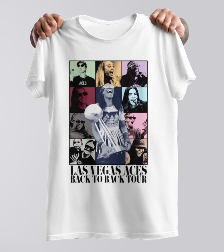 Las Vegas Aces Back To Back Tour Celebration Photography Collage T-Shirt