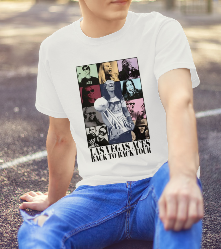 Las Vegas Aces Back To Back Tour Celebration Photography Collage T-Shirt