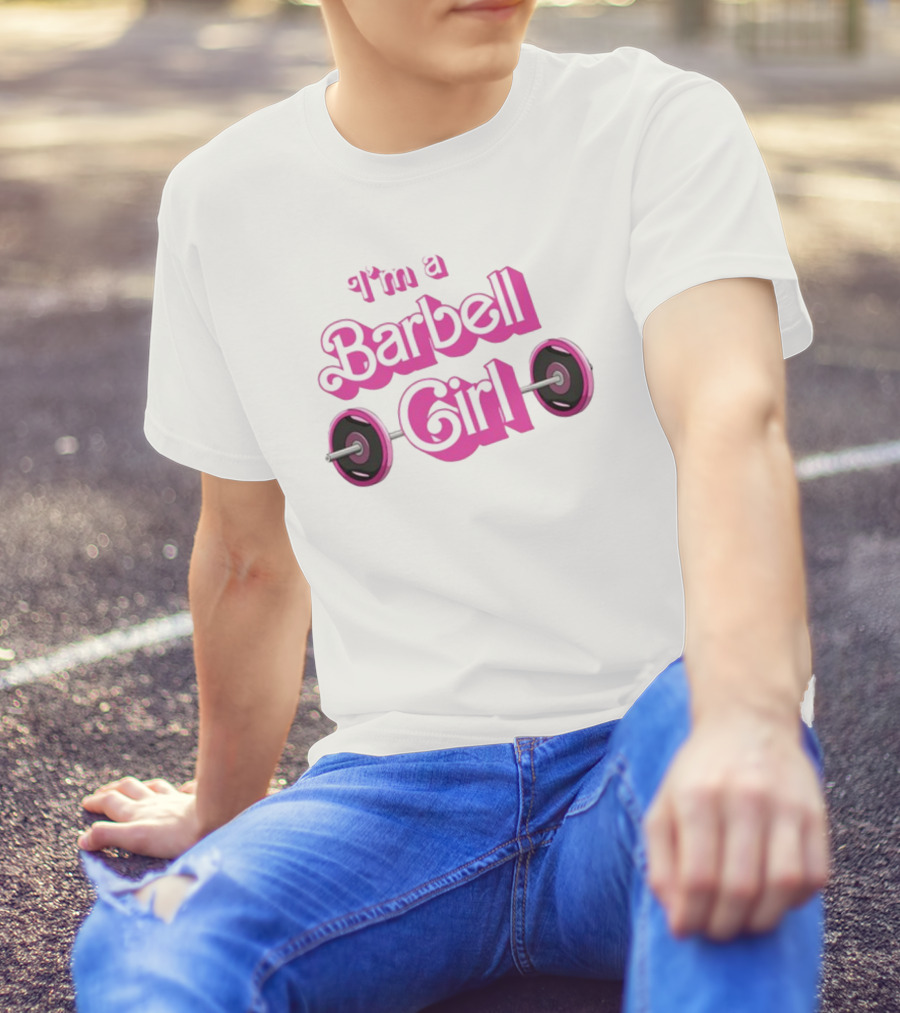 Papa Swolio I'm A Barbell Girl Pink Weightlifting T-Shirt