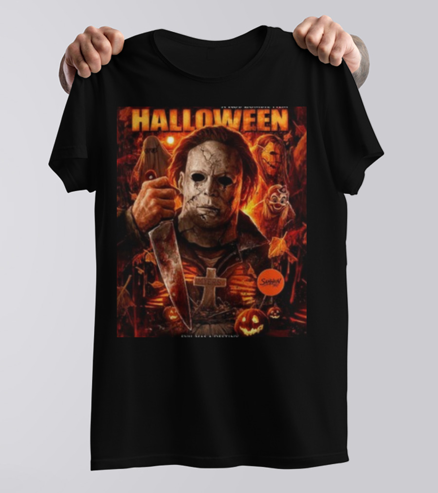 Rob Zombie's Halloween Evil Has A Destiny Michael Myers Mask Knife Horror Scene T-Shirt