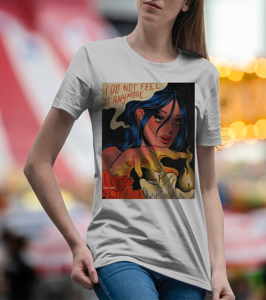 Tragicgirlsco I Do Not Feel It Anymore Blue-Haired Woman With Candles And Roses T-Shirt