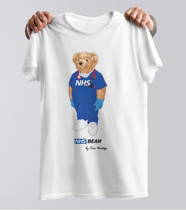 NHS Bear Blue Scrubs With Stethoscope And Gloves T-Shirt