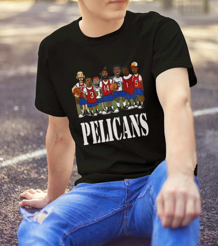 Recess X Pels Pelicans Basketball Cartoon Team T-Shirt