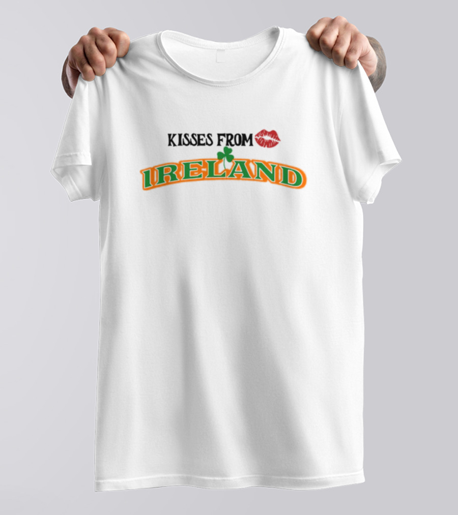 Kisses From Ireland Shamrock And Lip Print T-Shirt