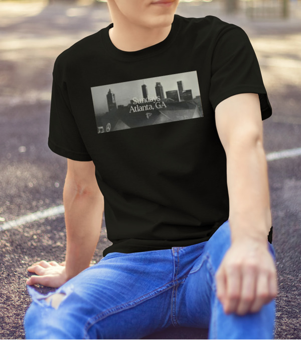 Sundays Atlanta GA Skyline With Football Stadium And Cityscape T-Shirt