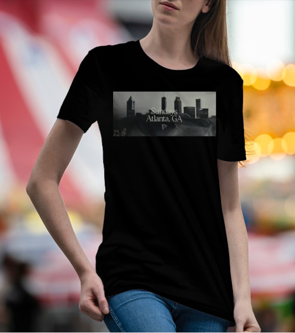 Sundays Atlanta GA Skyline With Football Stadium And Cityscape T-Shirt