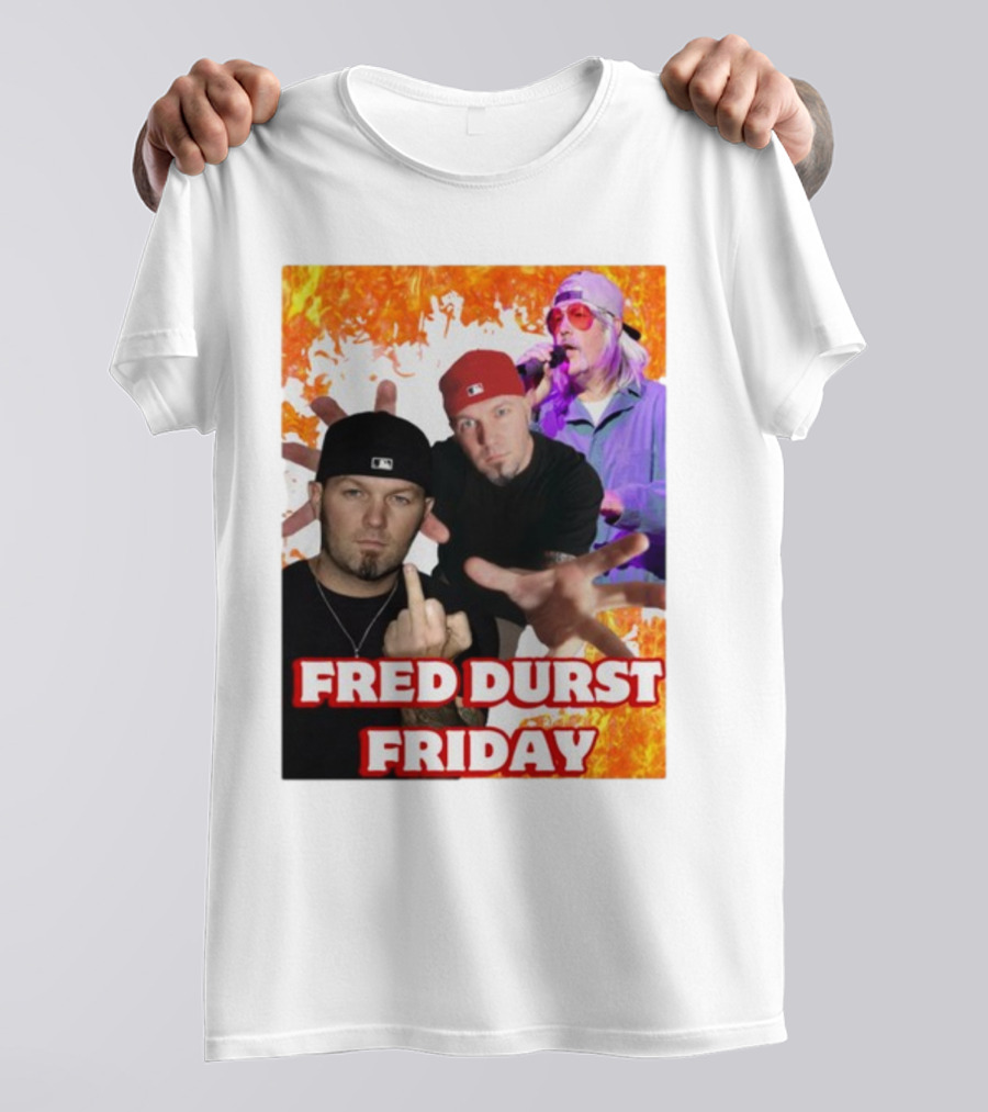 Fred Durst Friday Cringeytees Fire Background T-Shirt