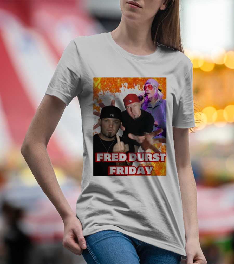 Fred Durst Friday Cringeytees Fire Background T-Shirt