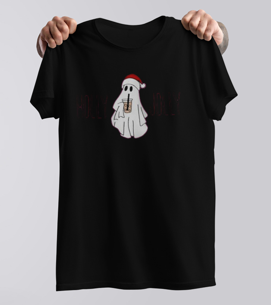 Holly Jolly Cute Ghost Santa T-Shirt
