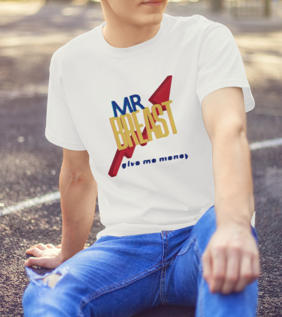 Mr Breast Give Me Money Retro Style Iconic T-Shirt