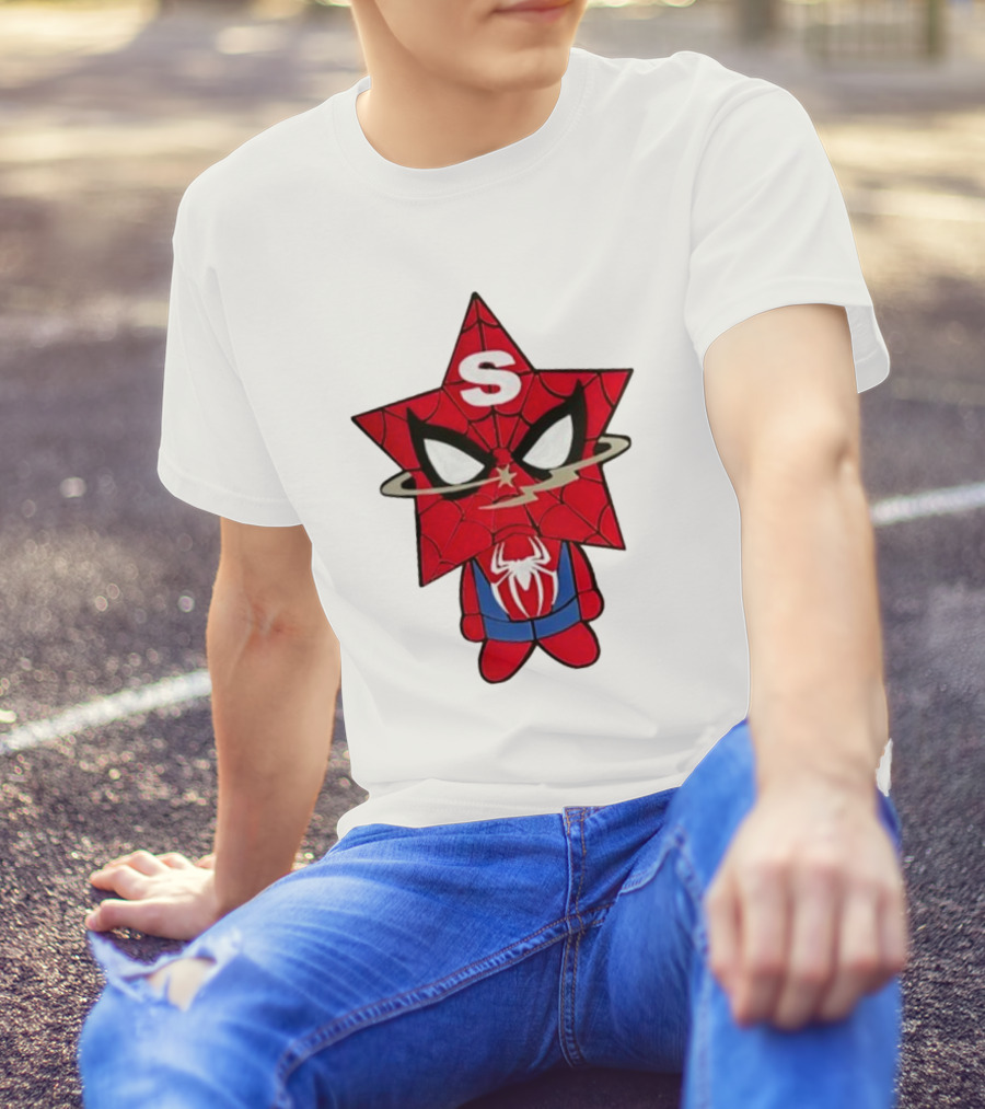 Star Character With Superhero Web Icon And Red Suit T-Shirt