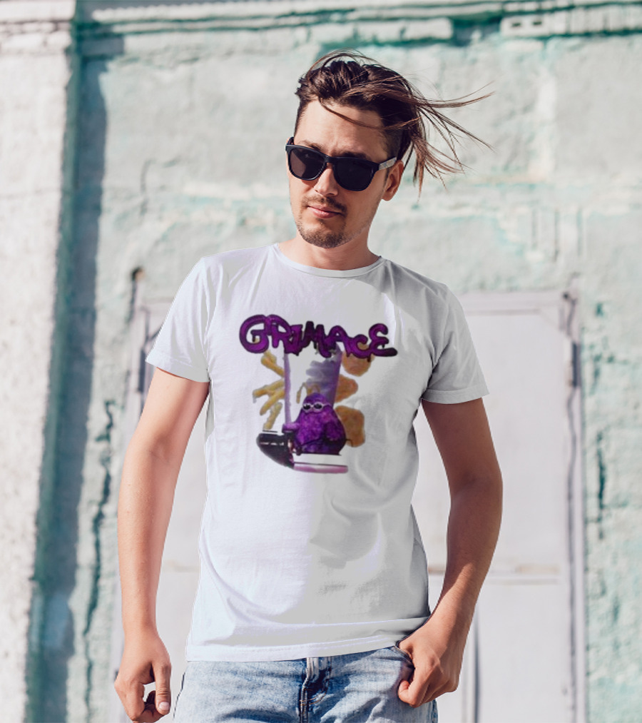 Grimace Giggle Grab Purple Character With Sunglasses T-Shirt