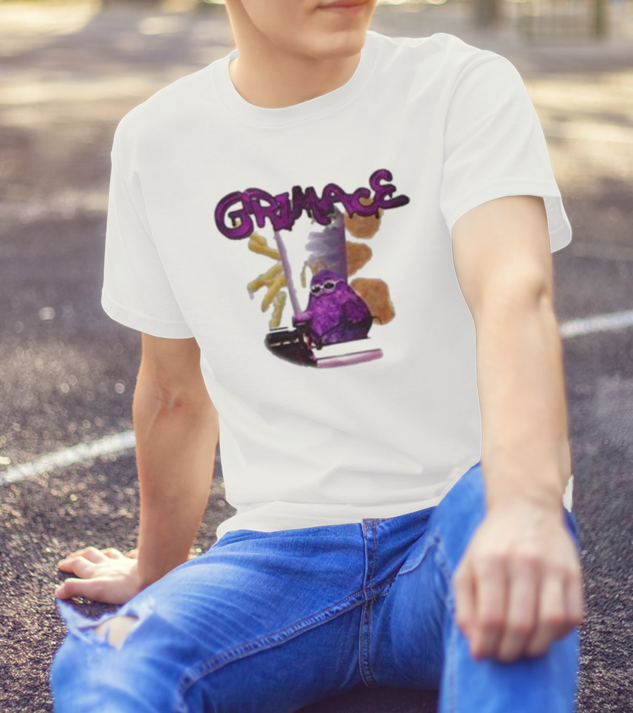 Grimace Giggle Grab Purple Character With Sunglasses T-Shirt