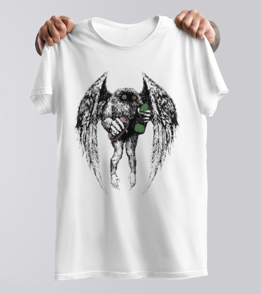 The Appalachian Guardian Llama Monster Holding Skateboard And Green Bottle T-Shirt