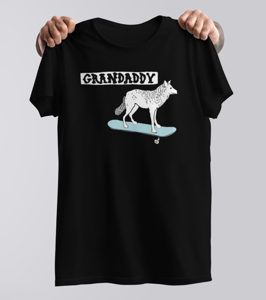 Grandaddy Wolf On Skateboard Blu Wav T-Shirt