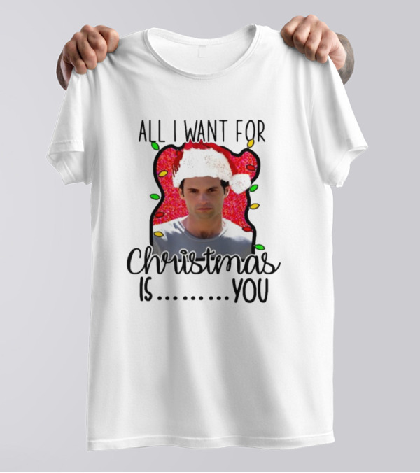 Joe Goldberg Santa Hat All I Want For Christmas Is You Christmas Lights T-Shirt