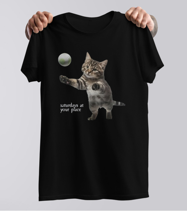 No Sleep Records Cat Playing Tennis Ball Saturdays At Your Place T-Shirt